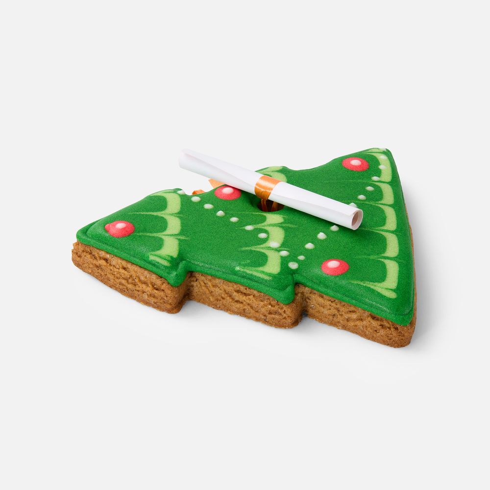 Новогоднее печенье с предсказанием «Елка» — пример нанесения логотипа (сделано в России) | Print Logo