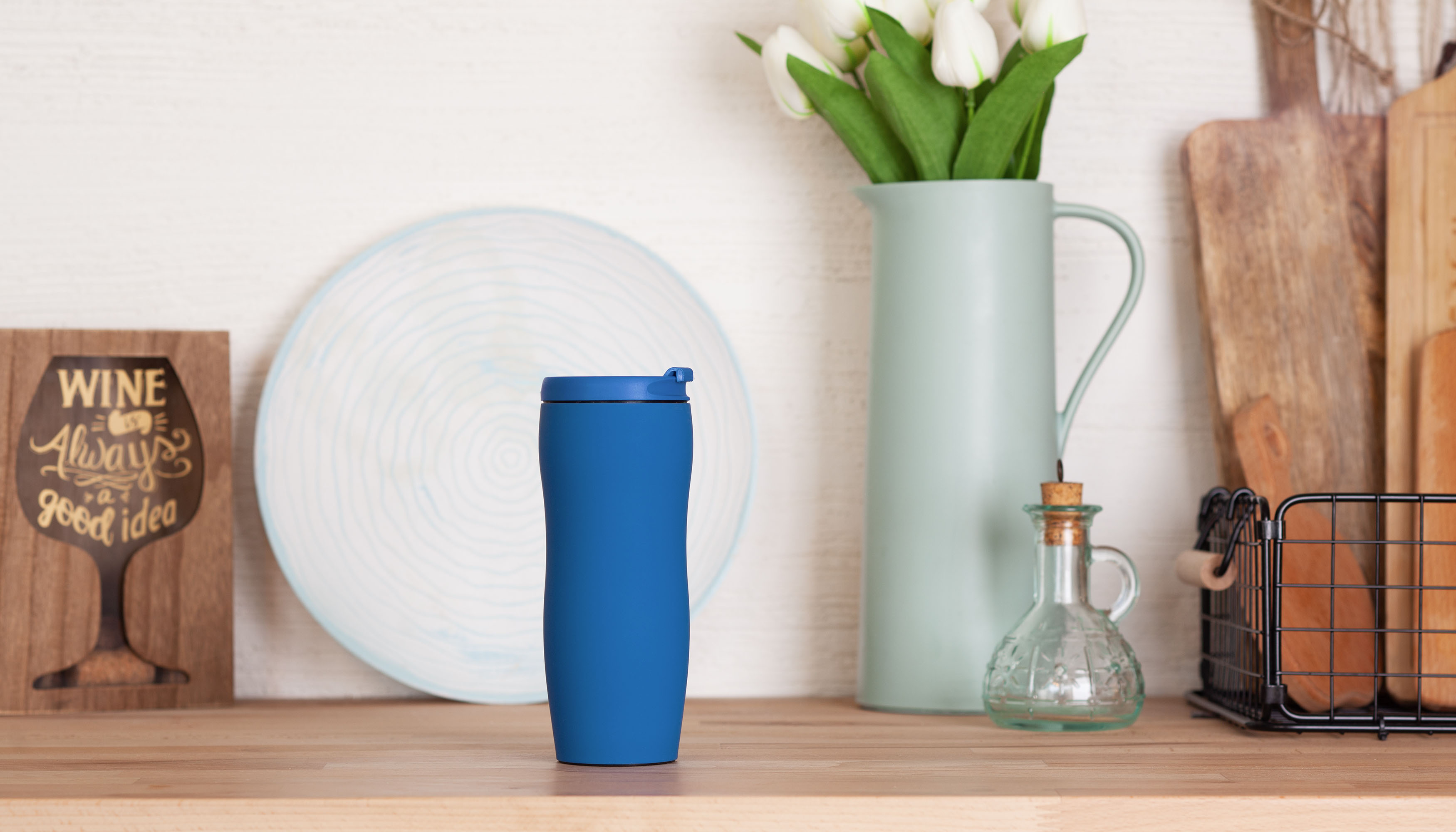 Термостакан "Монтана" 400 мл, покрытие soft touch, бирюзовый