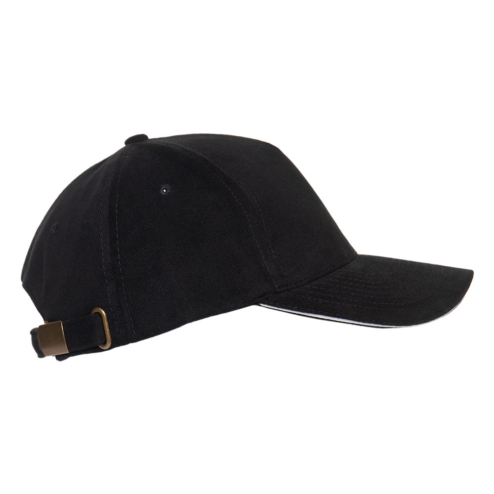 Бейсболка с кантом STAN 5 клиньев хлопок 280, 11K, Чёрный,  (20)  (56-58/ONE SIZE)