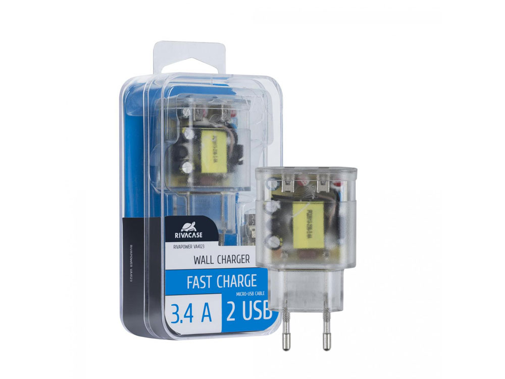 Сетевое зарядное устройство VA4123 с логотипом RIVACASE | Print Logo