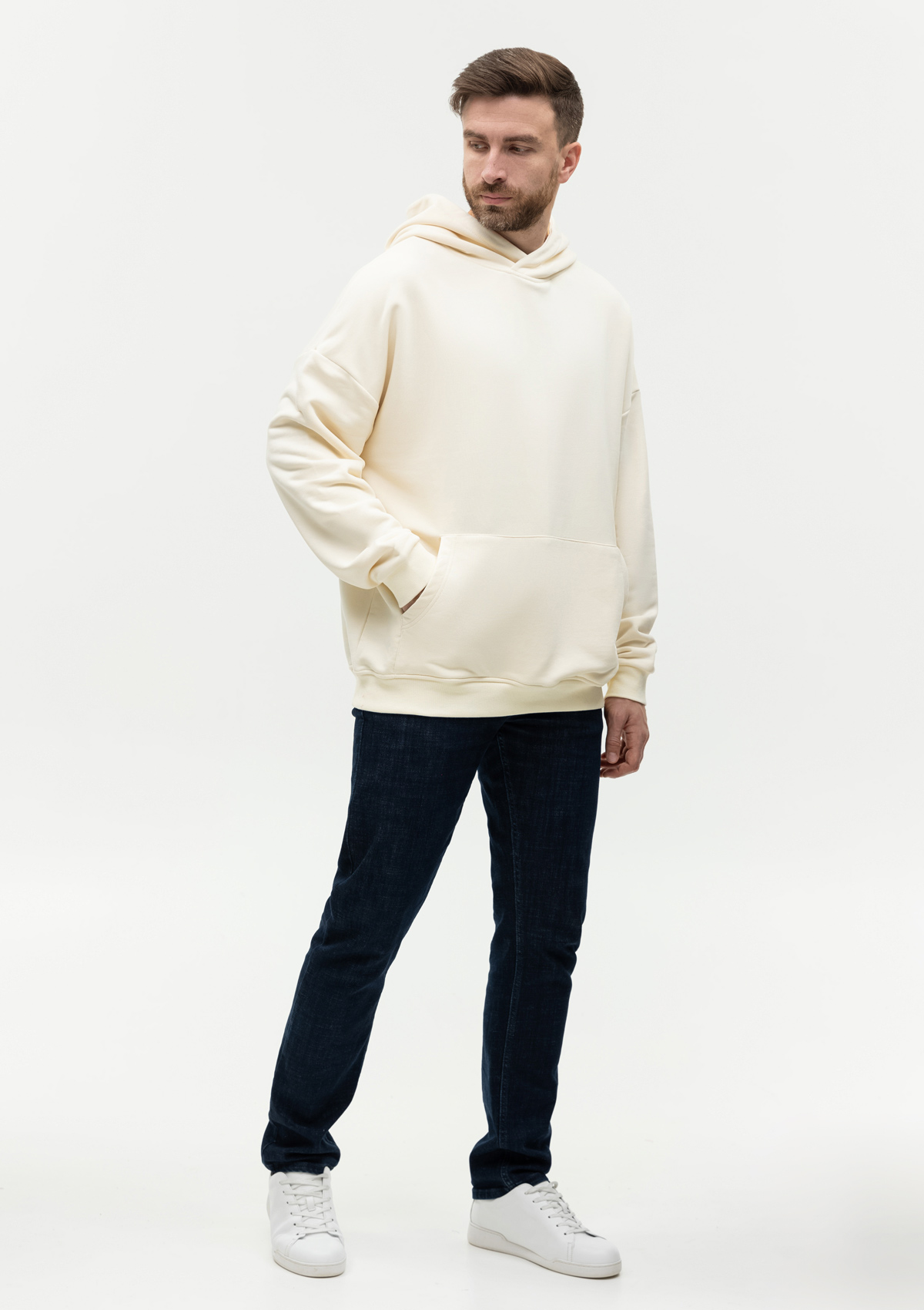 Худи унисекс STAN оверсайз футер без начёса 350, 66, Молочный,  (11)  (50/L)