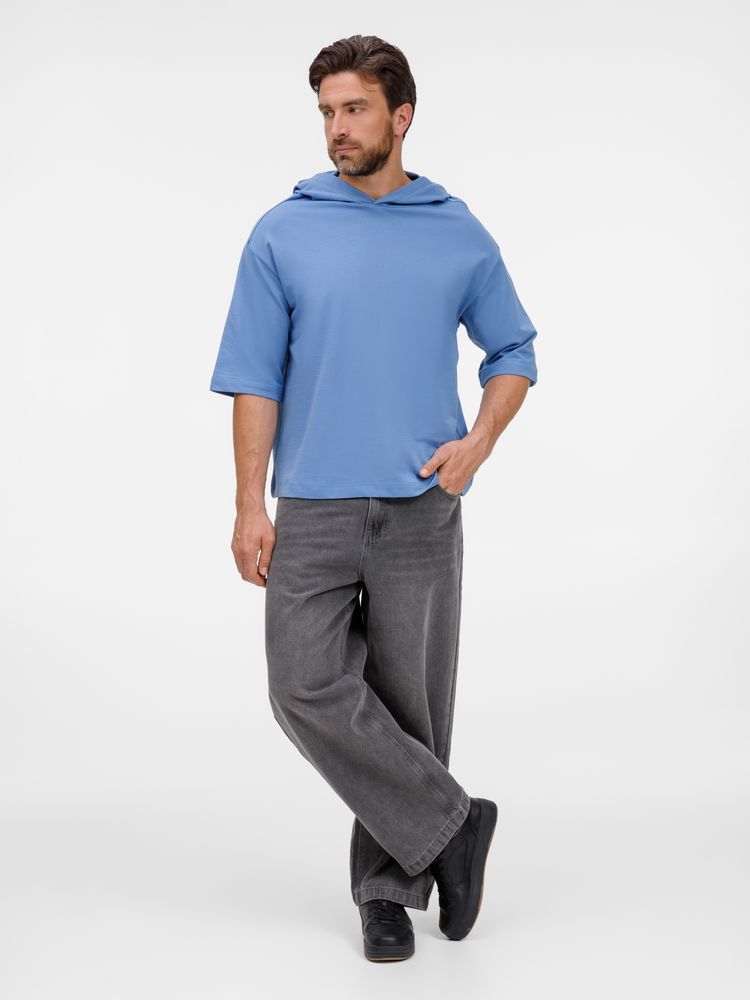 Футболка оверсайз унисекс с капюшоном Neofit, синяя, размер XL/XXL