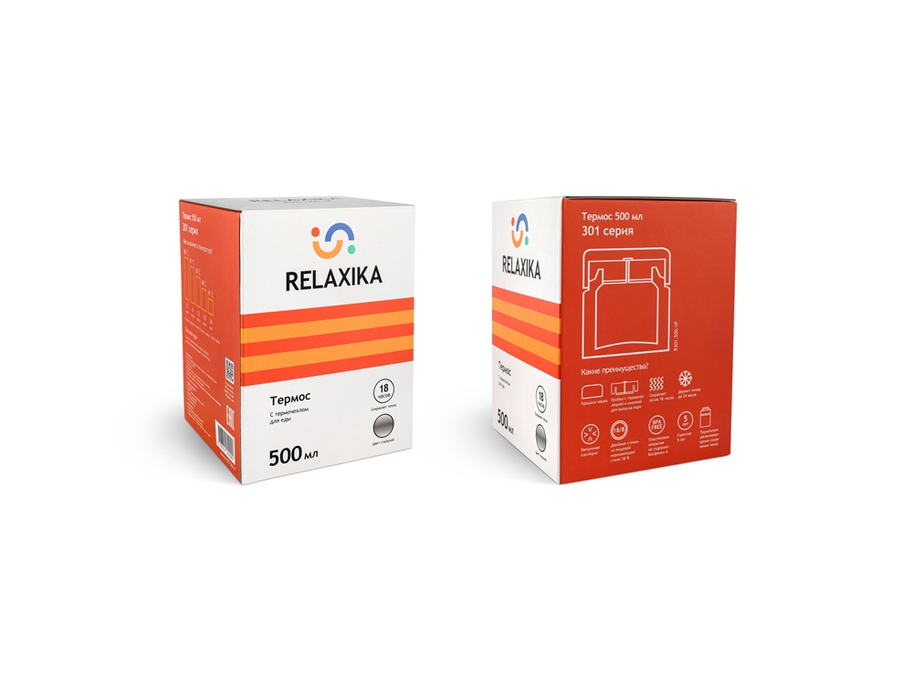 Термос для еды Relaxika 301 в чехле, 500 мл, стальной