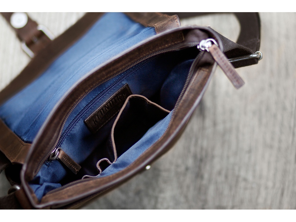 Сумка через плечо KLONDIKE DIGGER Erin, натуральная кожа в темно-коричневом цвете, 32 x 28 x 8 см