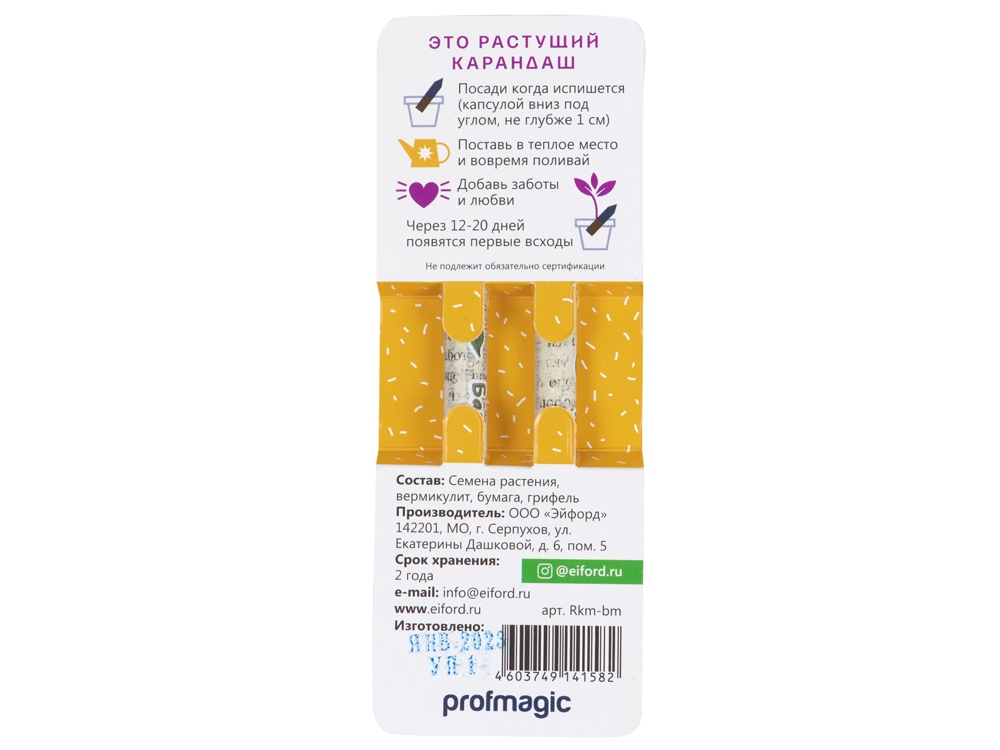 Набор растущих карандашей mini, 2 шт с семенами базилика и мяты