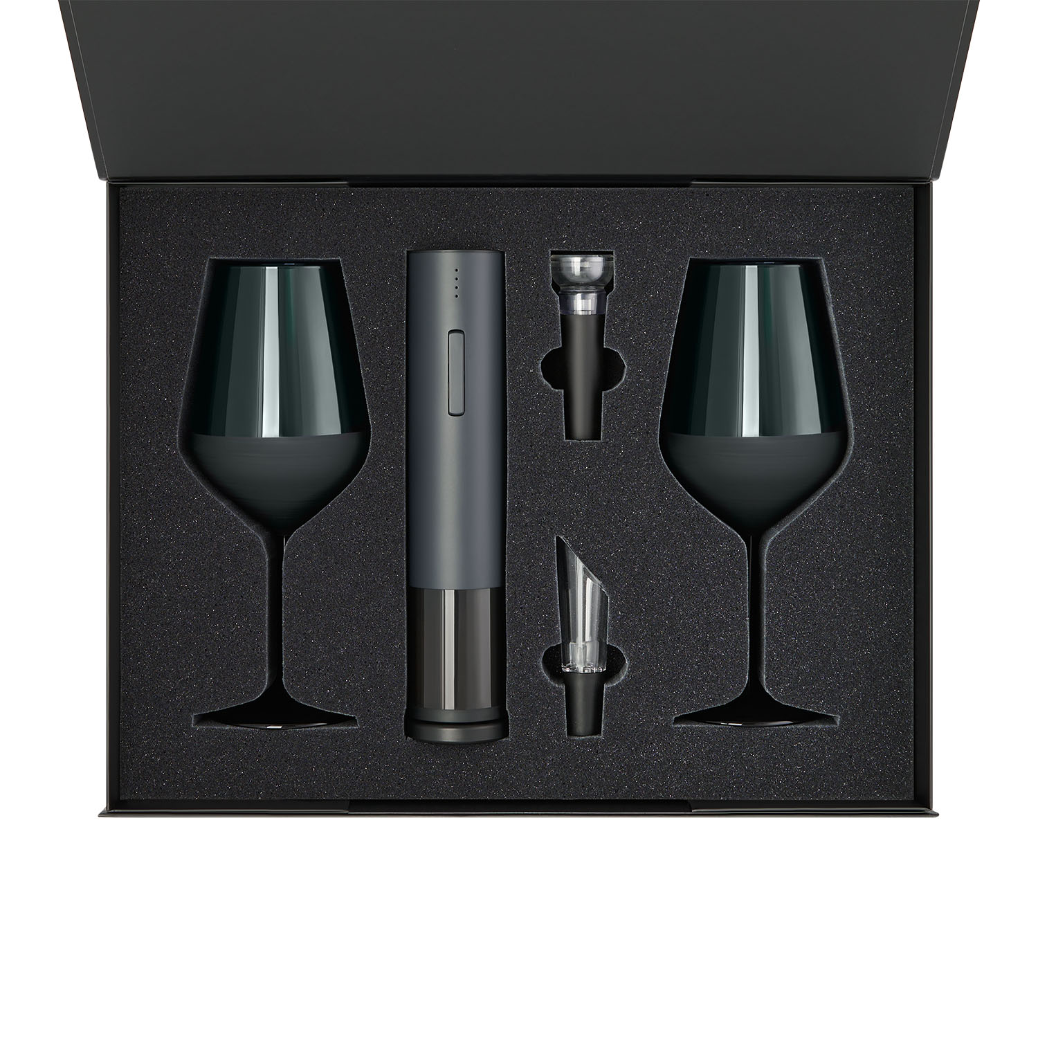 Ложемент под 2 бокала для вина + набор для вина Сакраменто (Sacramento) в большую коробку-трансформер (арт. 695722) — пример нанесения логотипа (Portobello подарочная упаковка) | Print Logo