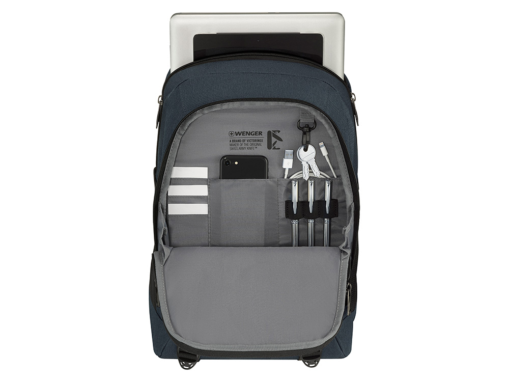 Рюкзак WENGER Oryson 16, серый/чёрный, переработанный ПЭТ/Полиэстер, 32х45х19 см, 25 л.