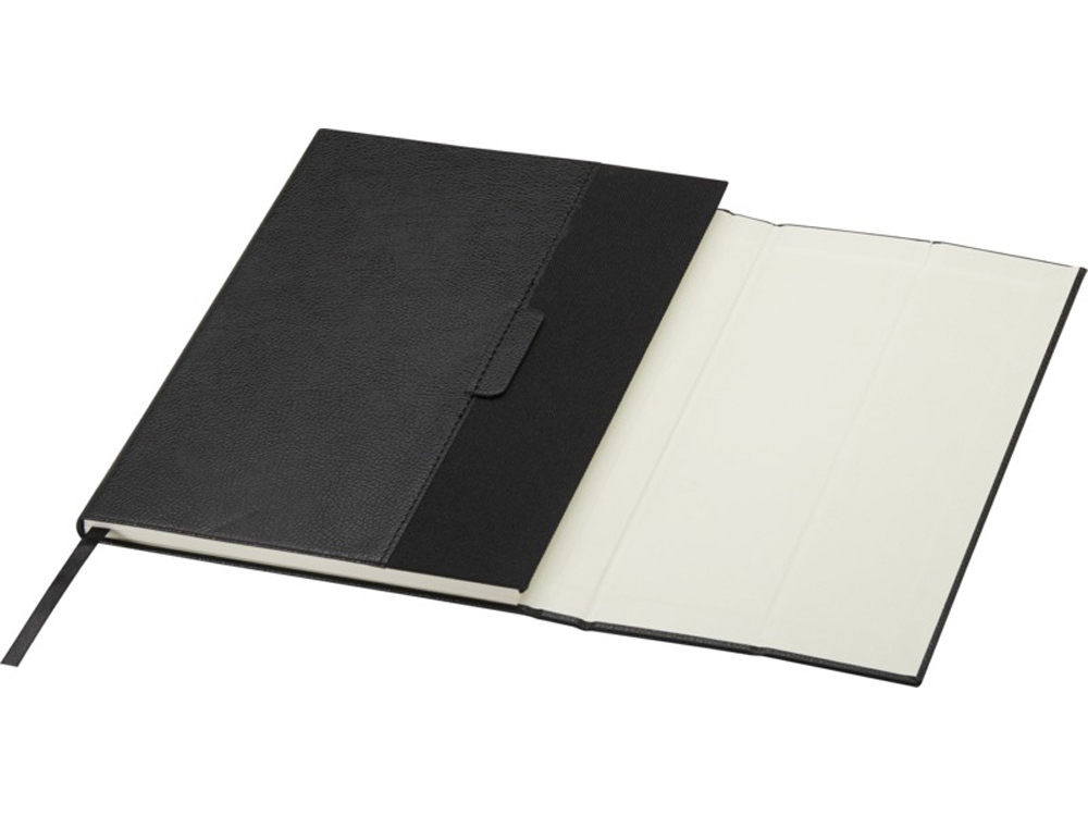 Блокнот Alejandra формата А5 с твердой обложкой из переработанной кожи - сплошной черный