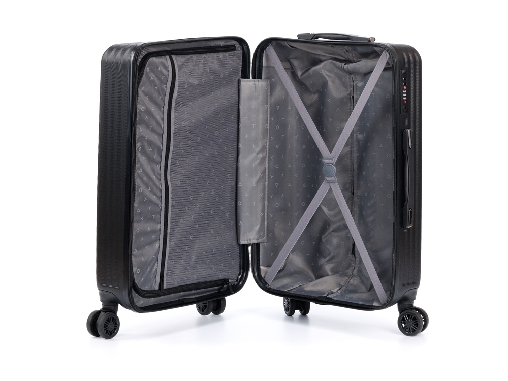 Чемодан TORBER ЛАМА, чёрный, ABS-пластик, 43 х 25,5 х 67 см, 62 л