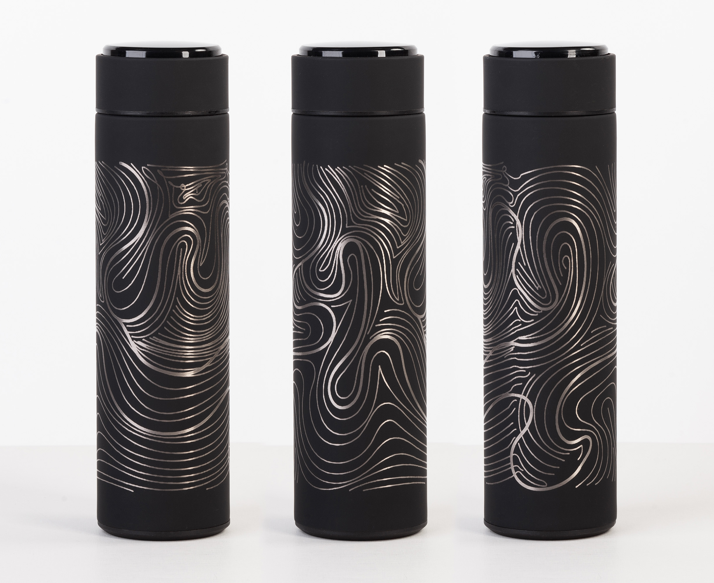 Термос "Бостон next" 500 мл с нанесением "Абстракция #1", soft touch, черный