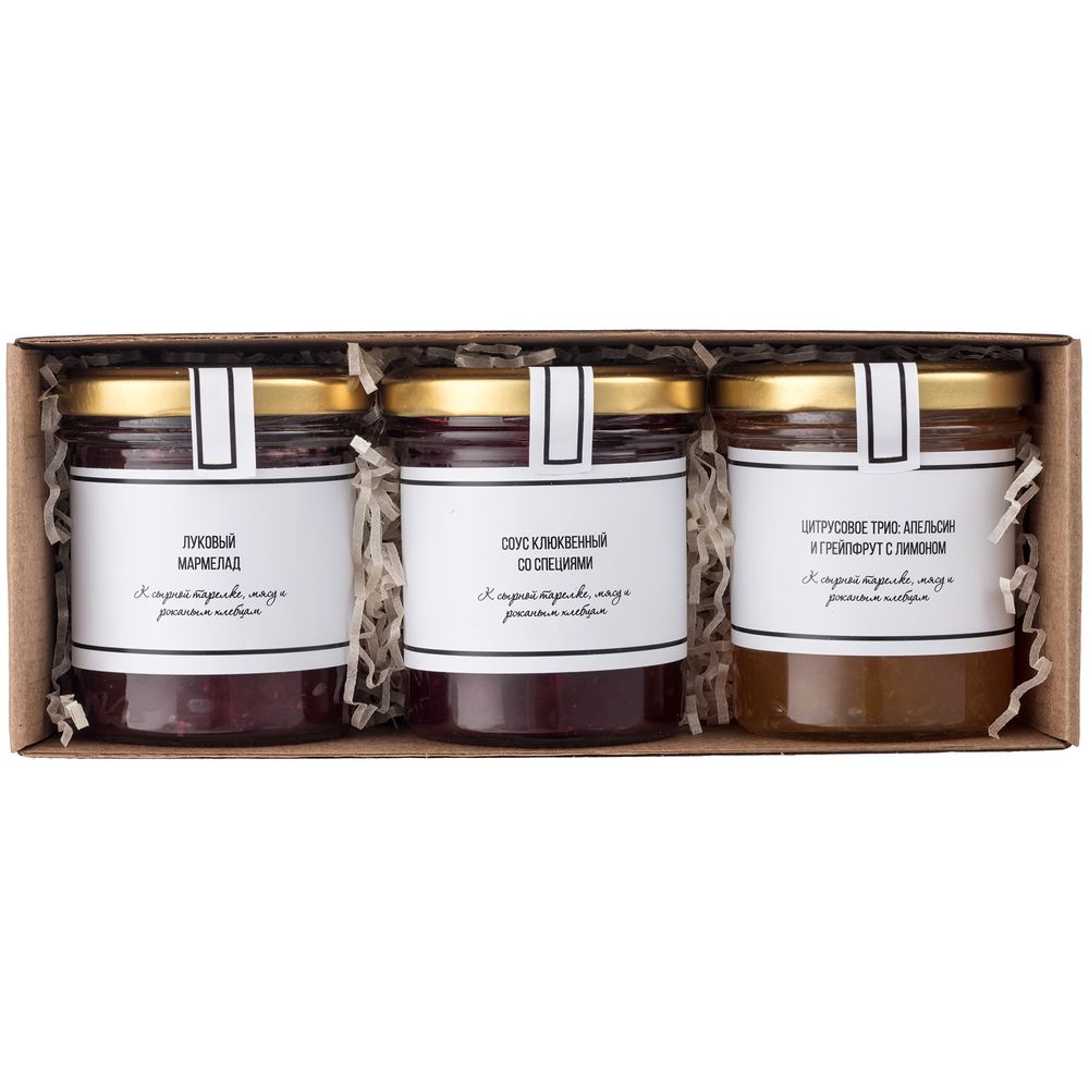 Набор соусов к мясу и сырной тарелке Sweet Aid — пример нанесения логотипа () | Print Logo