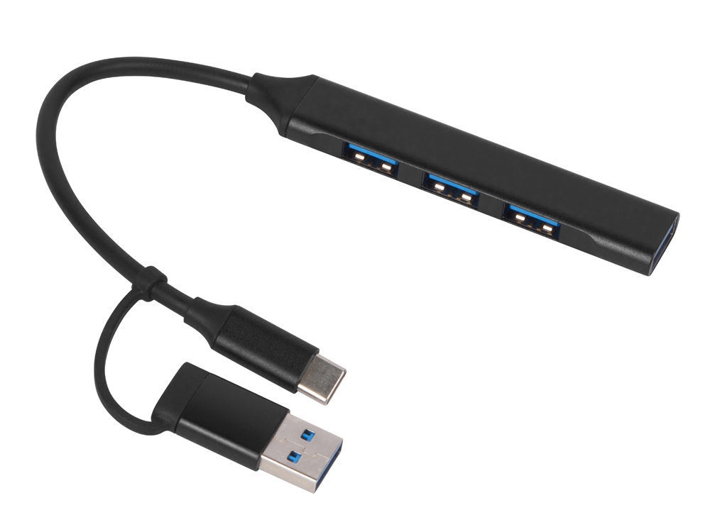USB-хаб Link с коннектором 2-в-1 USB-C и USB-A, 2.0/3.0 с логотипом Evolt | Print Logo