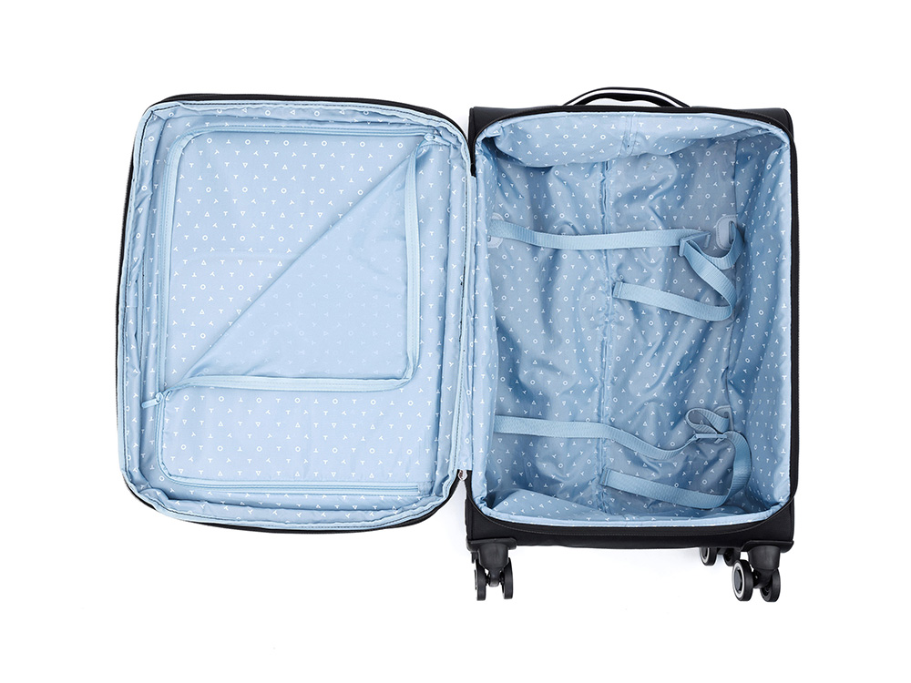 Чемодан TORBER НЕРО, чёрный, переработанный ПЭТ, 44 х 25 х 67 см, 63 л