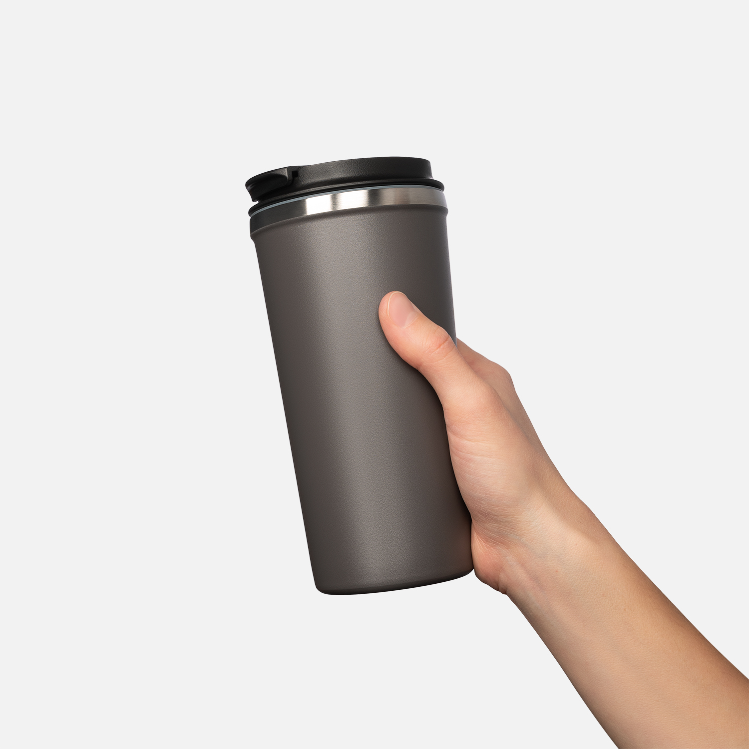 Термокружка вакуумная Палермо (Palermo), серая, гладкая поверхность