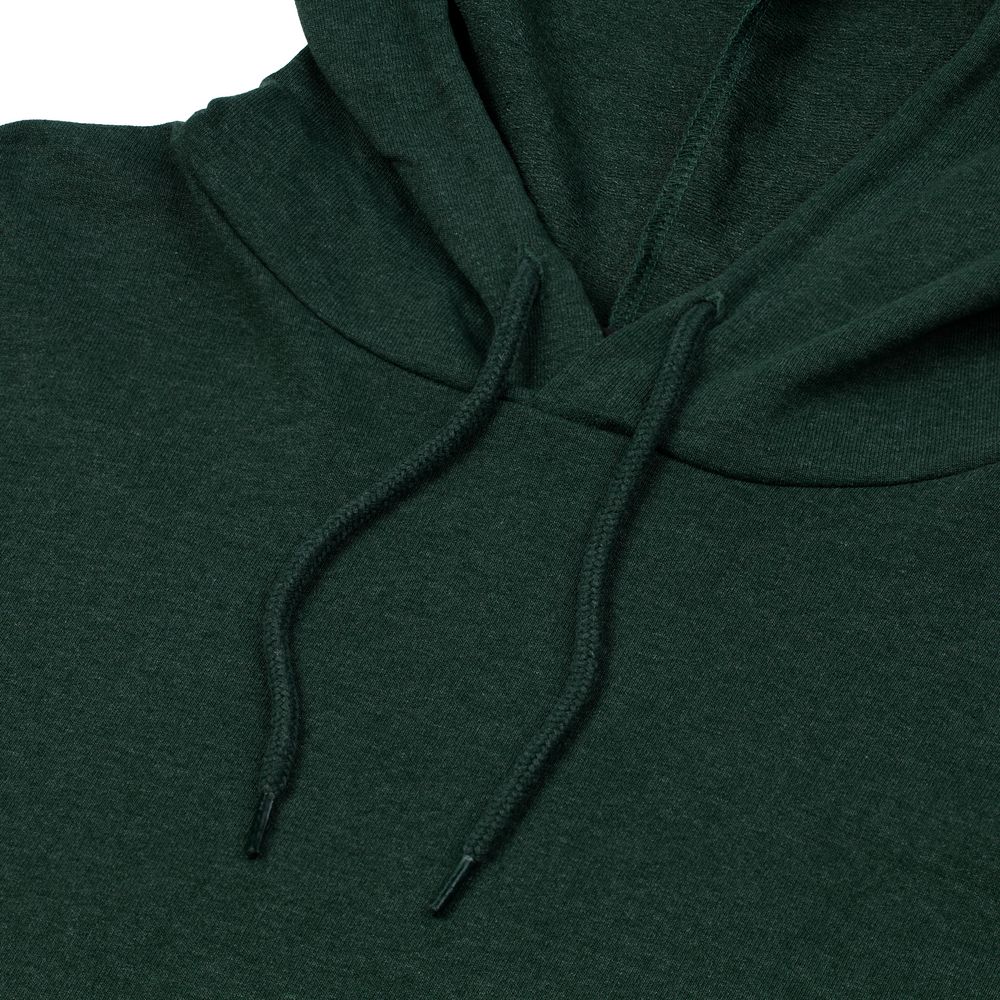 Толстовка с капюшоном унисекс Hoodie, темно-зеленый меланж, размер M