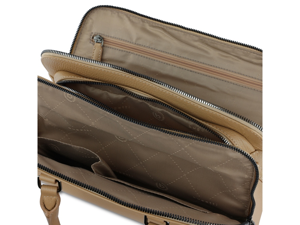 Сумка женская BUGATTI ЭЛЬЗА | ELSA, песочного цвета, воловья кожа/полиэстер, 32х13х22 см