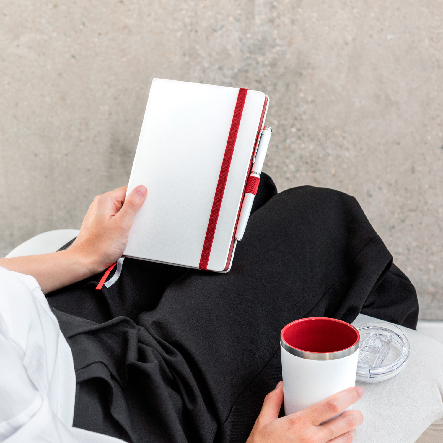 Термокружка вакуумная с керамическим покрытием Арктик (Arctic), белый/красный