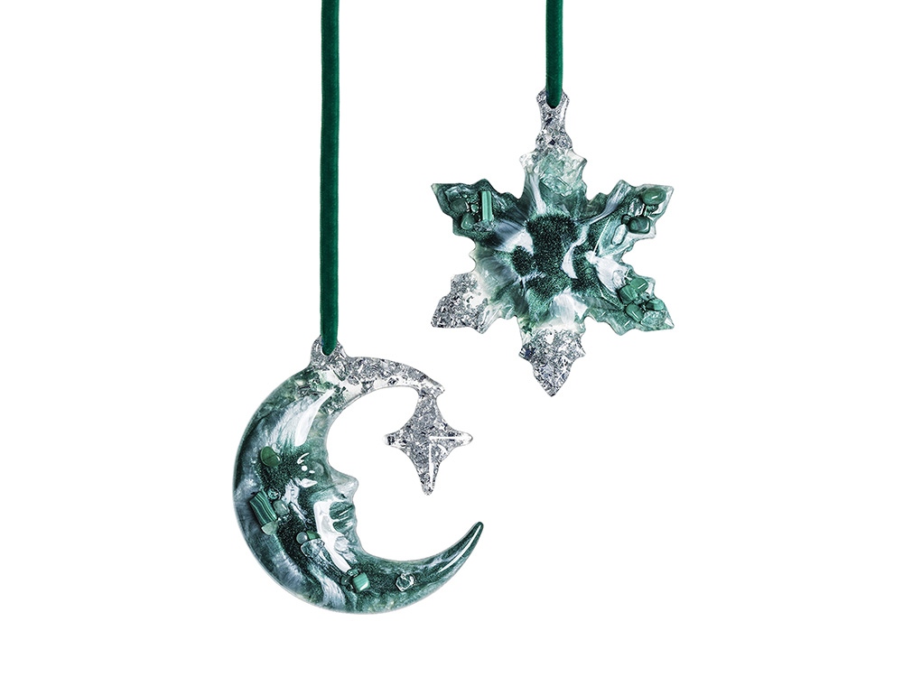 Набор елочных игрушек: Полумесяц, Снежинка с логотипом  | Print Logo
