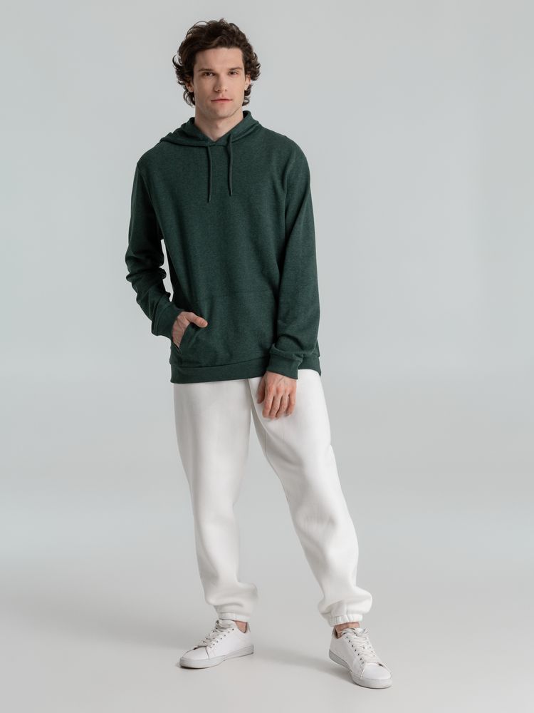 Толстовка с капюшоном унисекс Hoodie, темно-зеленый меланж, размер M
