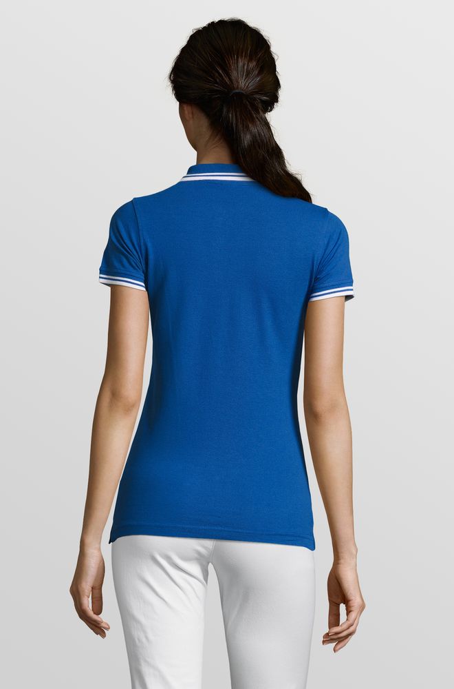 Рубашка поло женская Pasadena Women 200 с контрастной отделкой ярко-синяя с белым, размер M