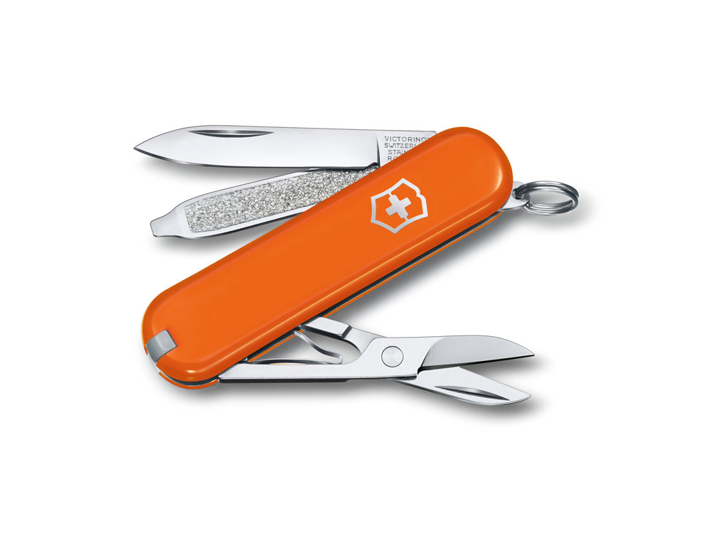 Нож-брелок Classic SD Colors Mango Tango, 58 мм, 7 функций с логотипом VICTORINOX | Print Logo