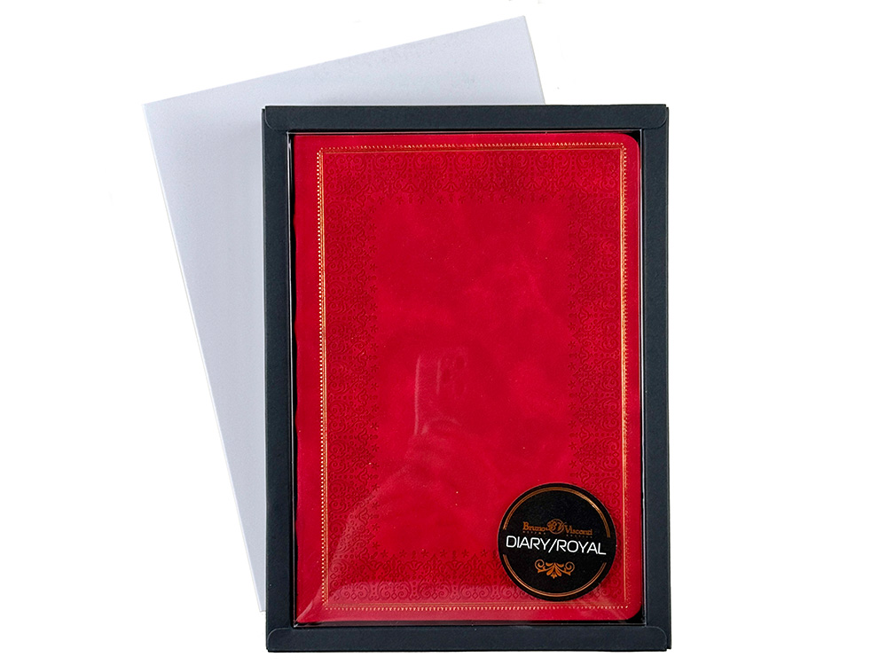 Ежедневник недатированный А5 Royal, красный с бронзовым срезом