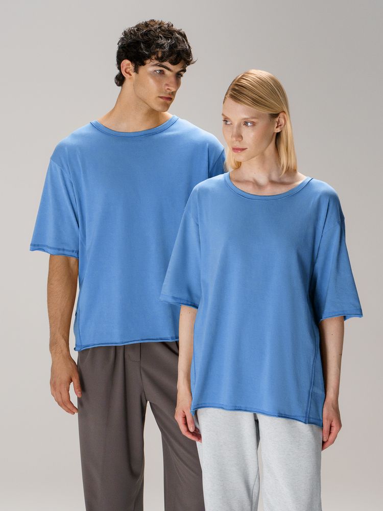 Футболка оверсайз унисекс Vozduh, синяя, размер M/L