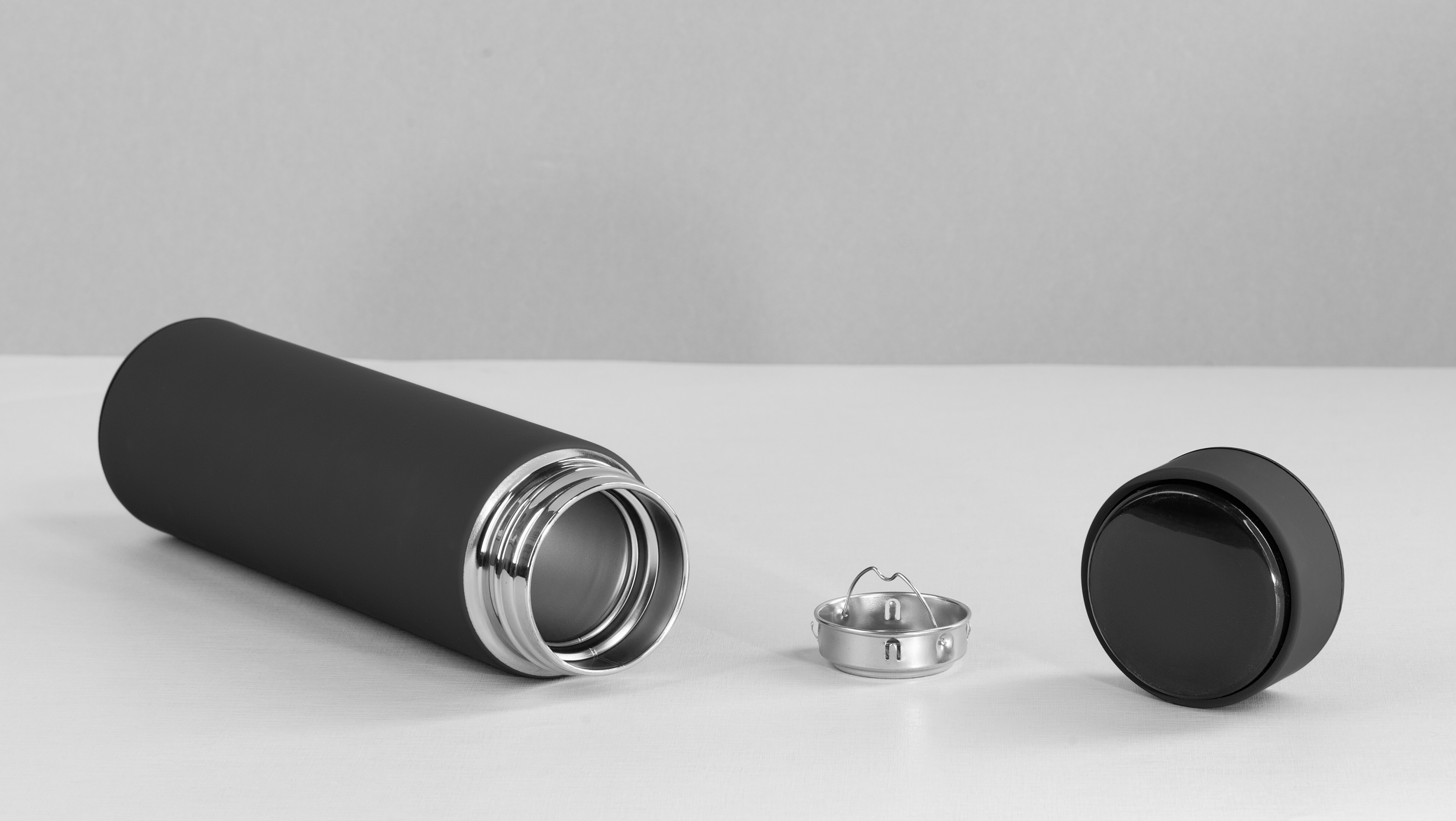 Термос "Бостон next" 500 мл с нанесением "Абстракция #1", soft touch, черный