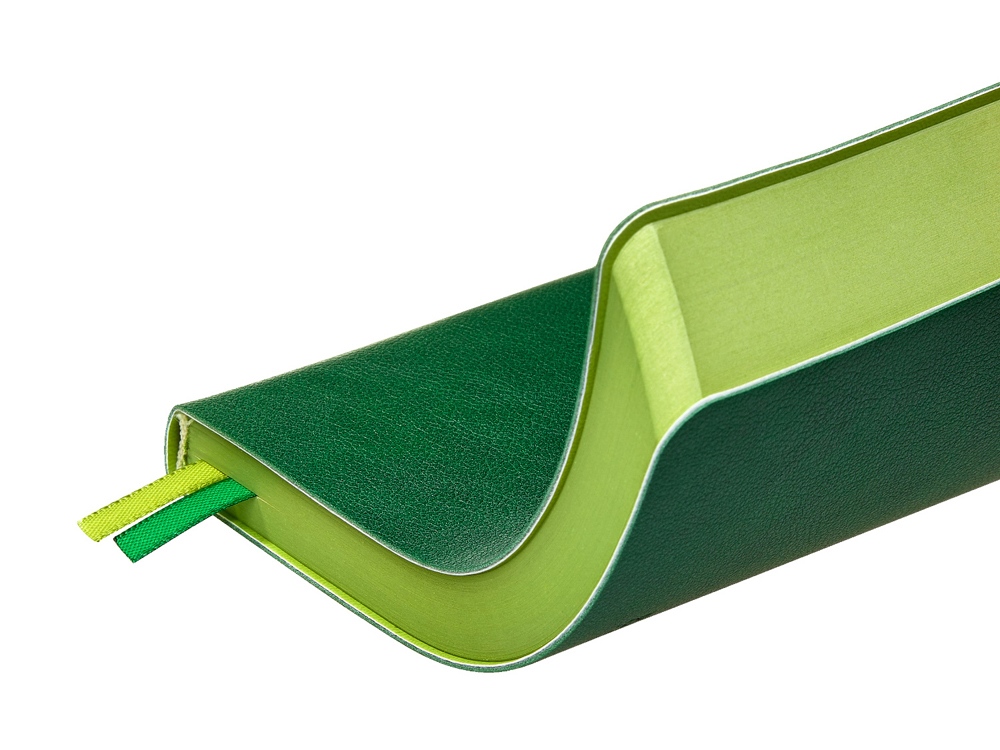 Ежедневник А5 датированный Boston 2026, зеленый с салатовым обрезом