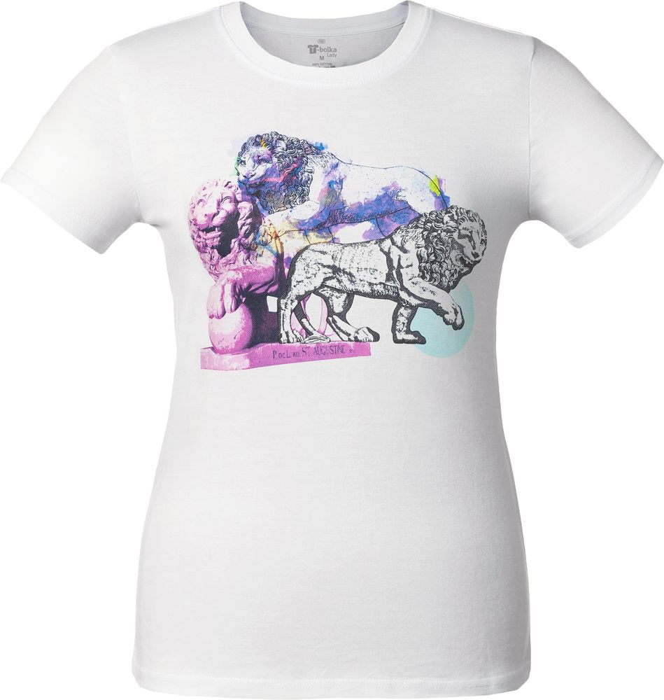 Футболка LionMe, женская — пример нанесения логотипа (Принтэссенция) | Print Logo