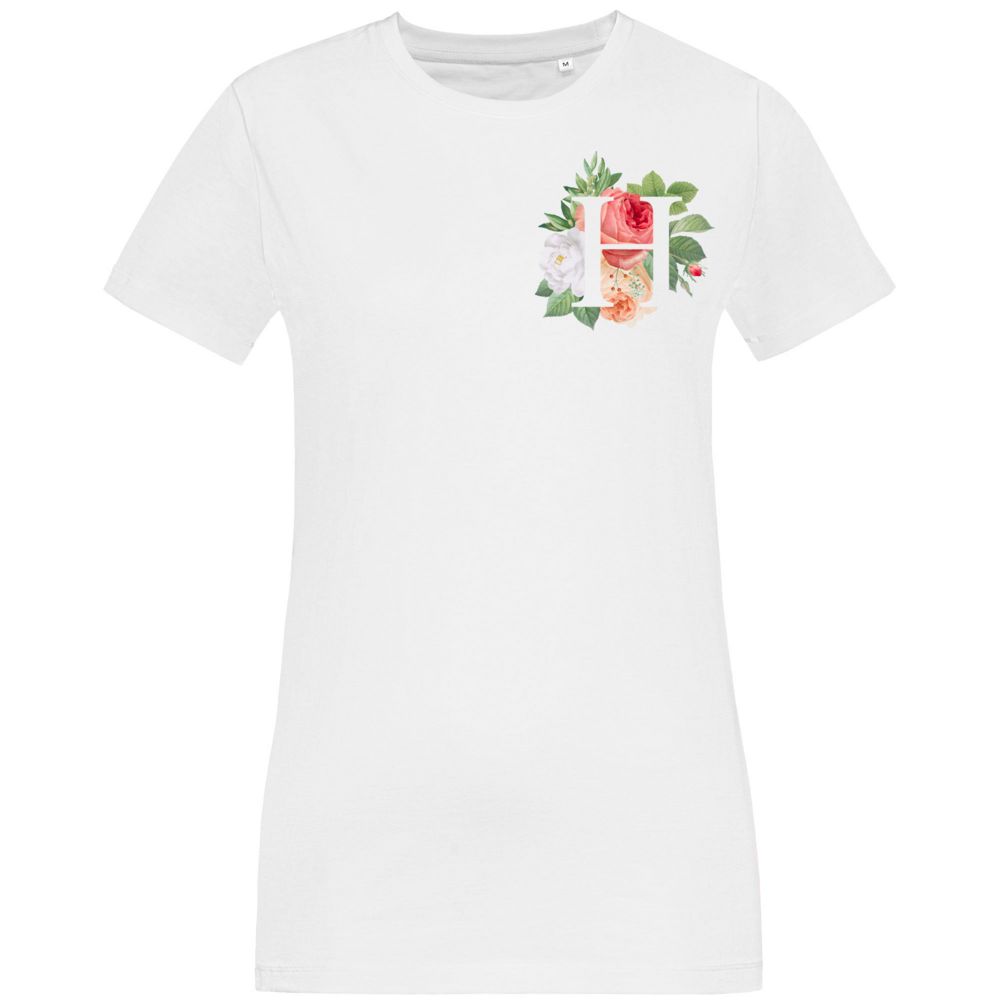 Футболка женская «Цветочная азбука: Н» — пример нанесения логотипа (CoolColor) | Print Logo