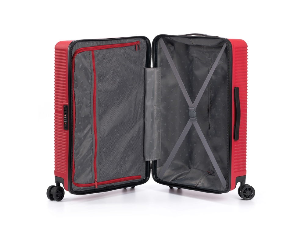 Чемодан TORBER ЭЛЬТОН, красный, ABS-пластик, 41 х 28 х 68 см, 64 л