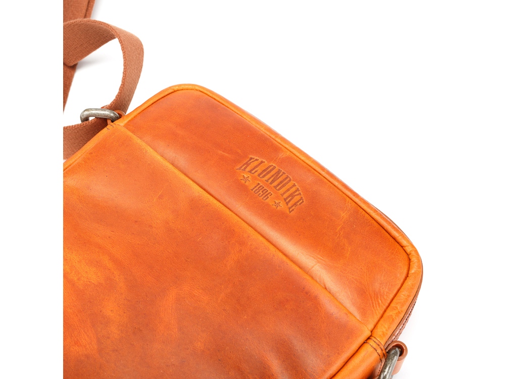 Сумка через плечо KLONDIKE DIGGER Jake, натуральная кожа цвета коньяк, 26 x 22 x 7 см