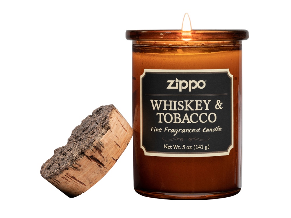 Ароматизированная свеча ZIPPO Whiskey & Tobacco, воск/хлопок/кора древесины/стекло, 70x100 мм
