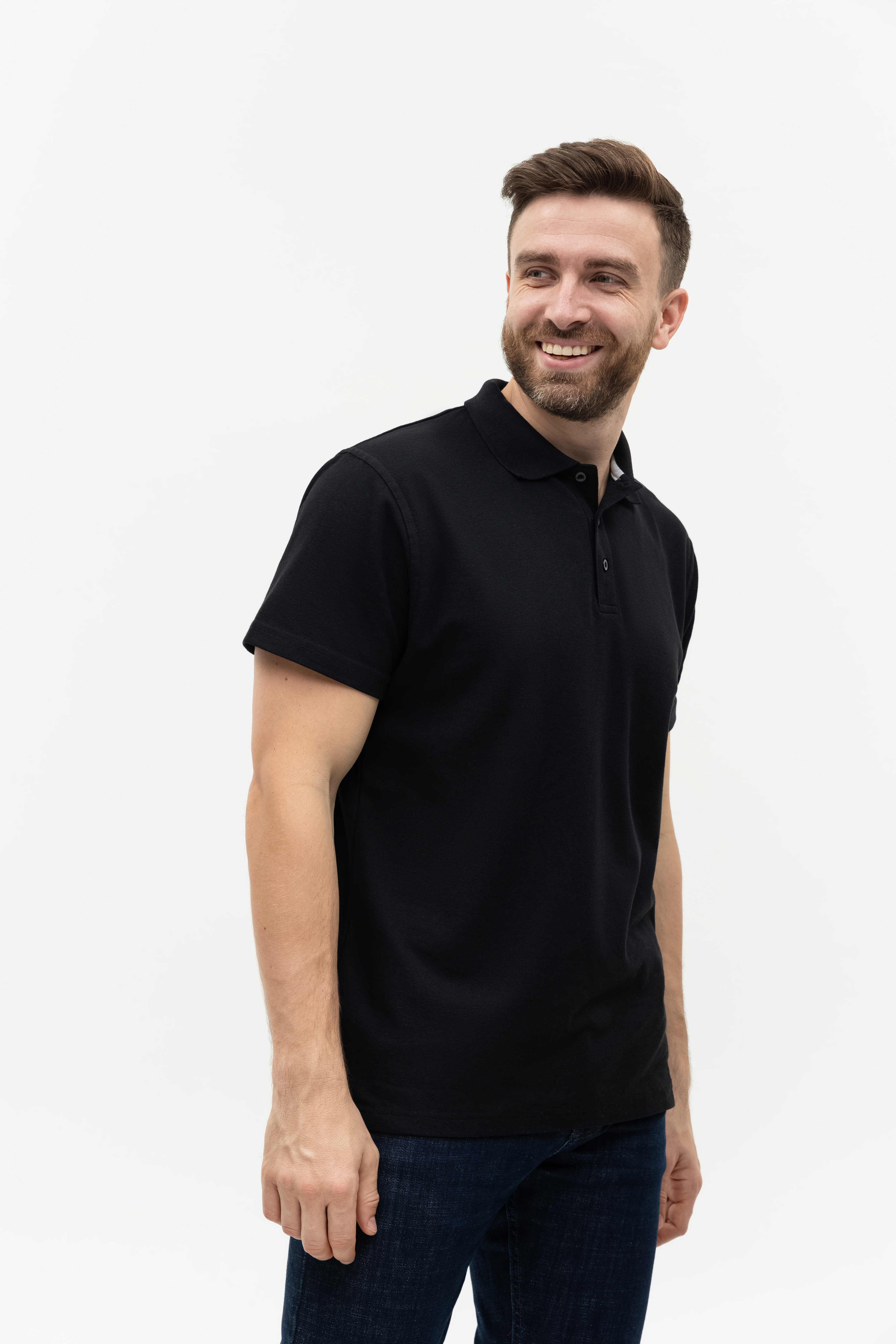 Рубашка поло мужская STAN хлопок/полиэстер 185, 04, Чёрный,  (20)  (60-62/5XL)