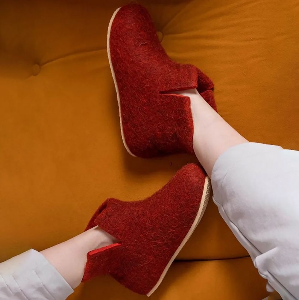 Домашние валенки Wild, красно-коричневые (терракот), размер 47