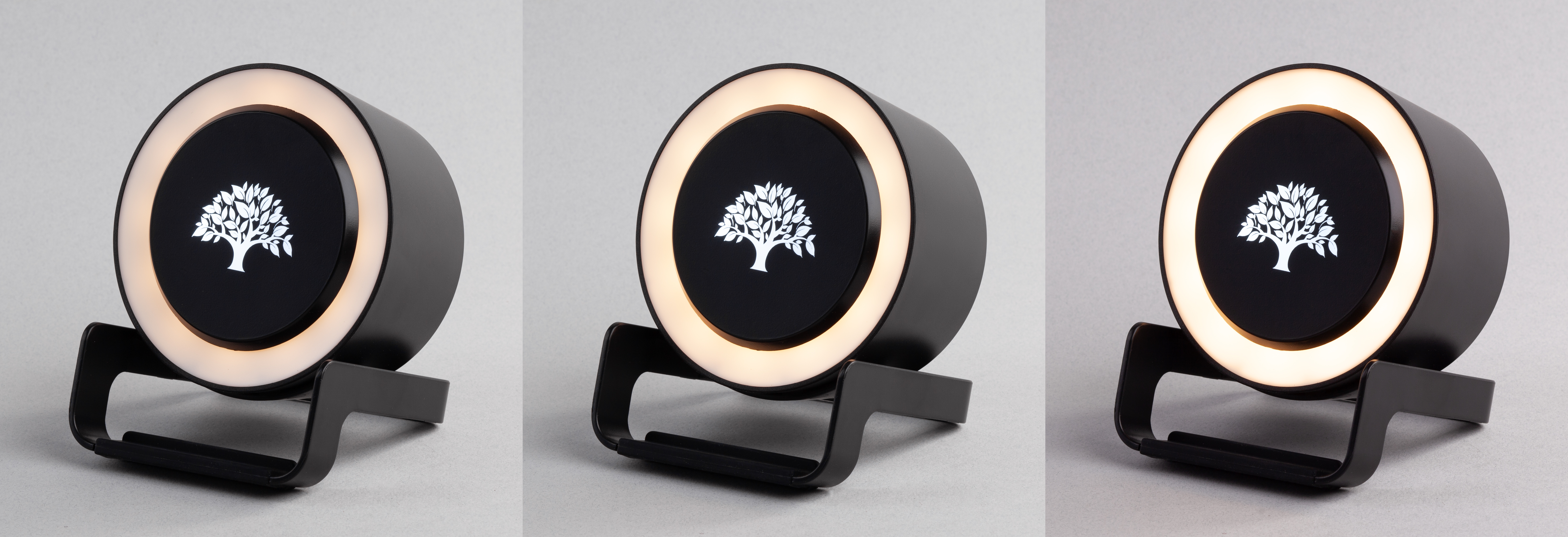 Bluetooth колонка-подставка "Smart Loud" с беспроводным (10W) зарядным устройством, лампой и подсветкой логотипа, черный