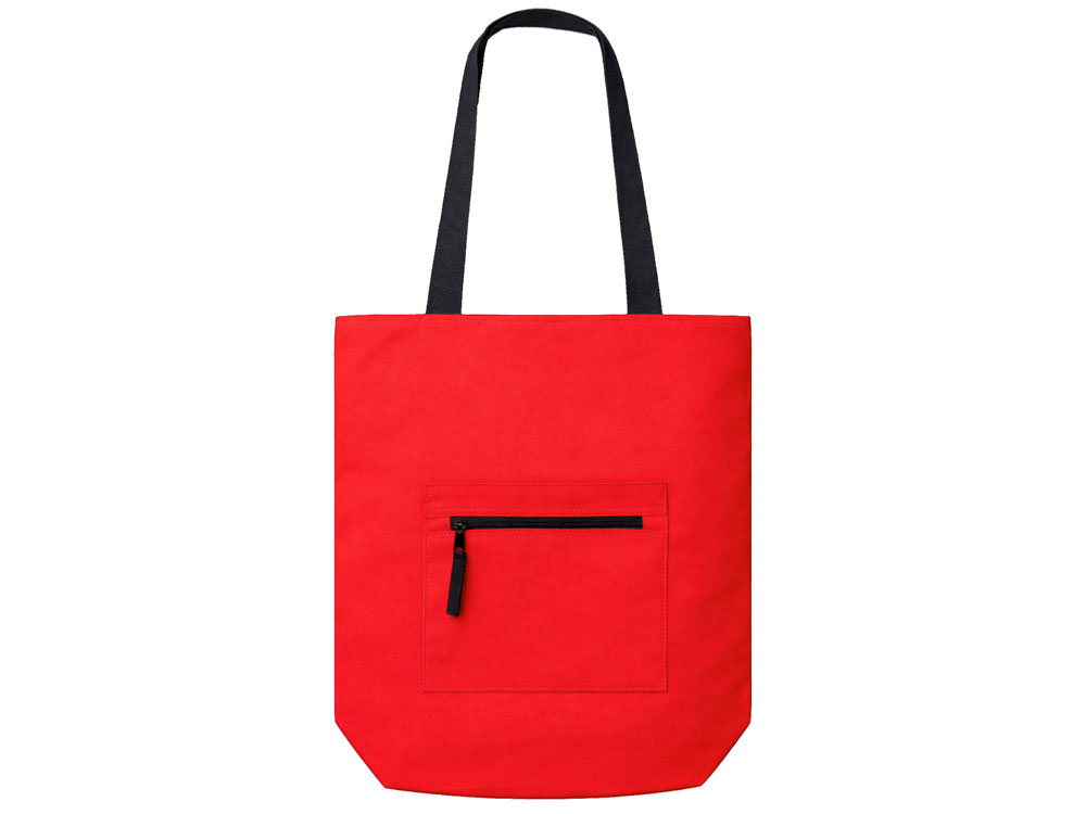 Сумка на молнии Zipper  Neo из хлопка 280 г c карманом на молнии спереди, красный