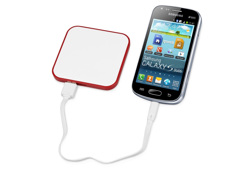 Портативное зарядное устройство (power bank) Квадрум, 2600 mAh, красный