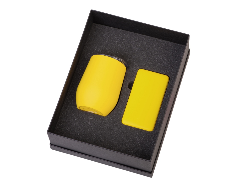 Подарочный набор с термокружкой и повербанком С2, 10000 mAh, желтый