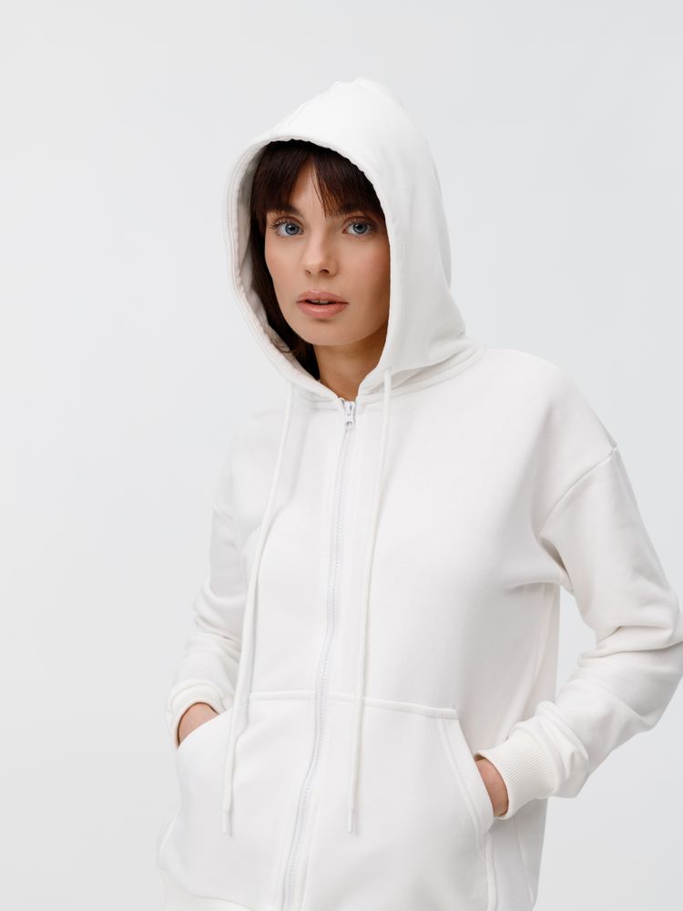 Толстовка унисекс оверсайз на молнии Zippy Terry, белая, размер XL/XXL