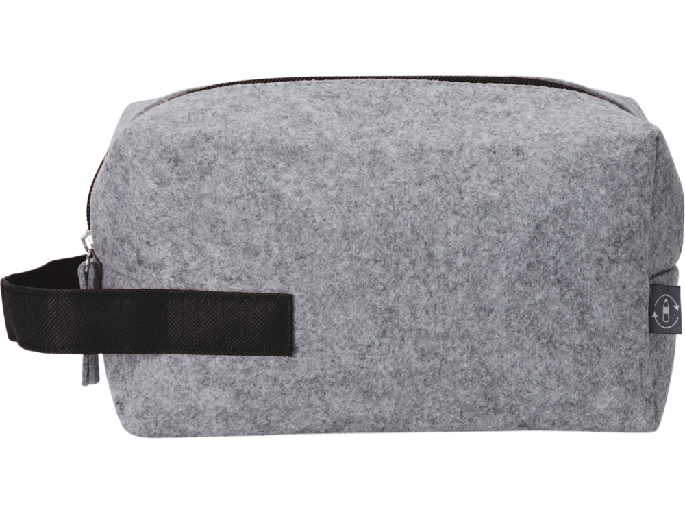 Косметичка из РПЕТ фетра с ручкой Felt, серый с черным