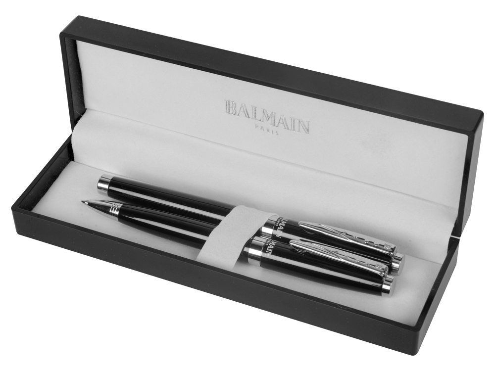 Набор ручек Cherbourg в футляре: ручка шариковая и роллер, черный, черные чернила