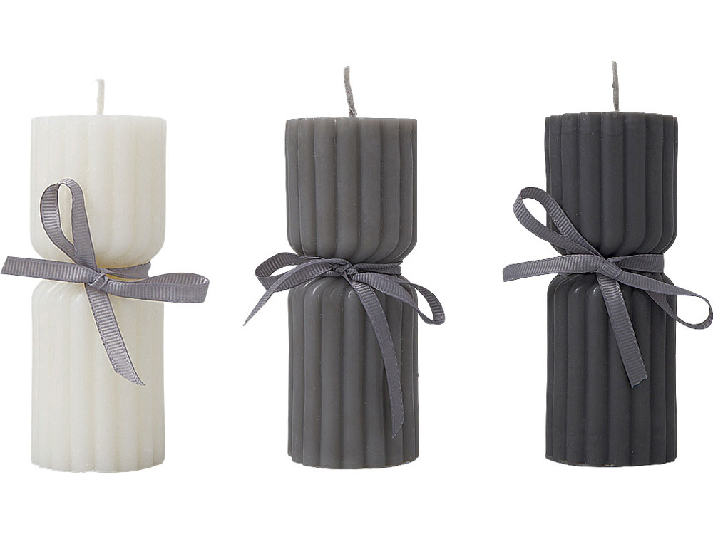 Набор свечей с гранями Vela, темно-серый, белый