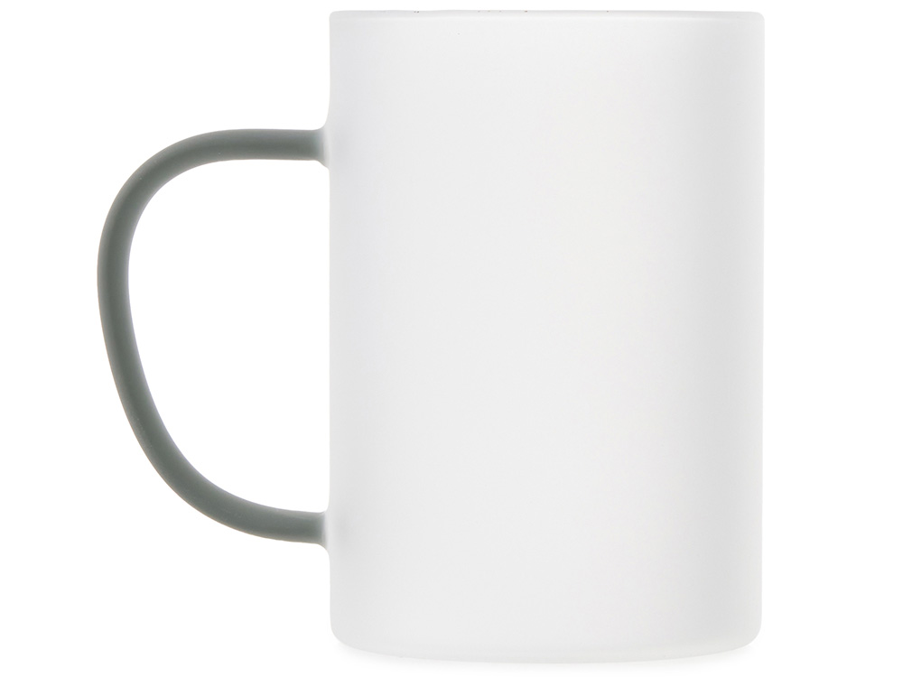 Стеклянная матовая кружка Акцент с цветной ручкой для сублимации, черный