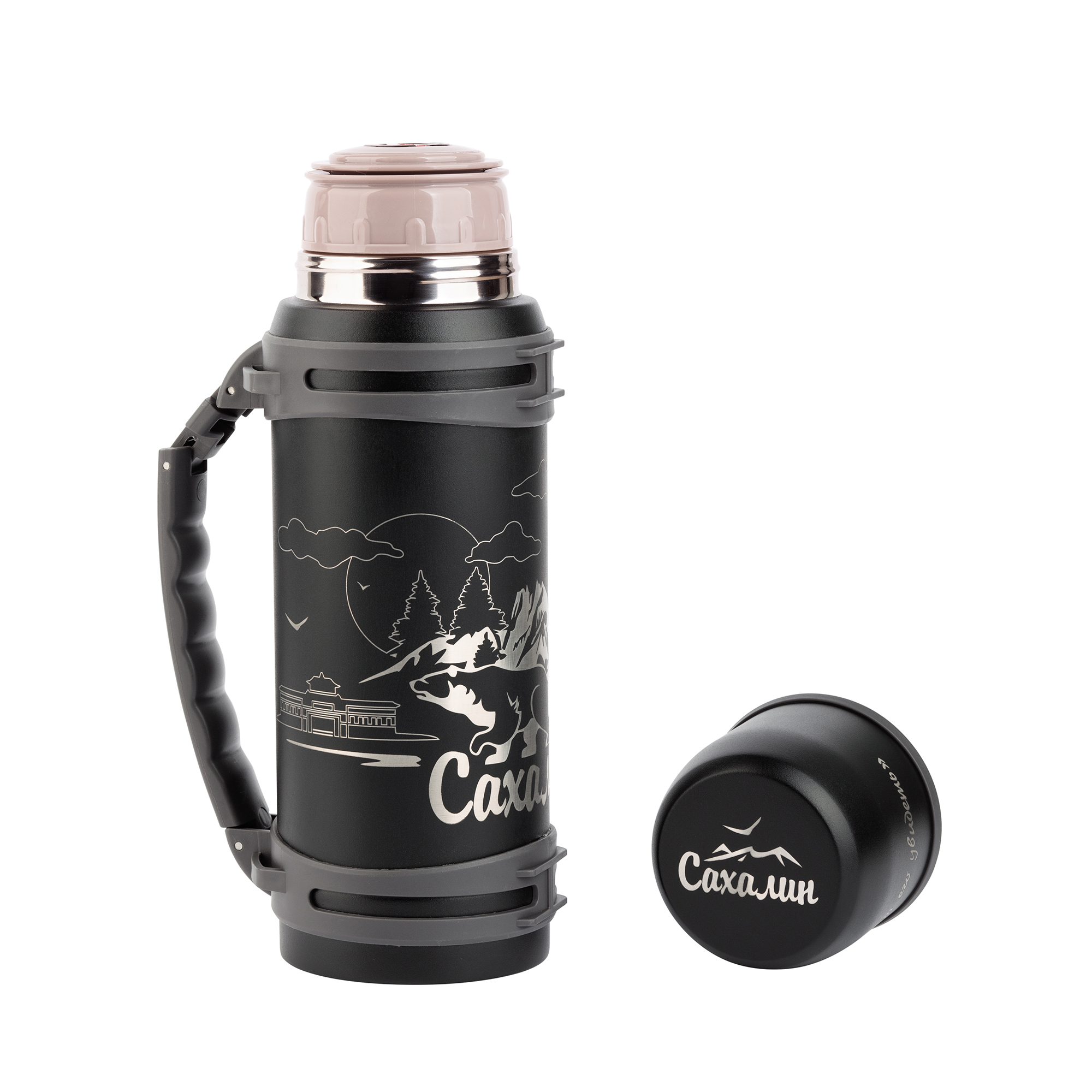 Термос "Сахалин" 1200 мл, покрытие пудра фото на сайте Print Logo.