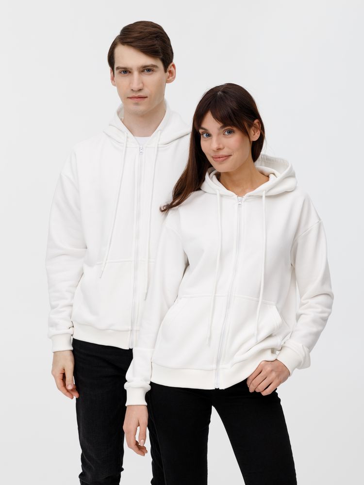 Толстовка унисекс оверсайз на молнии Zippy Terry, белая, размер XL/XXL