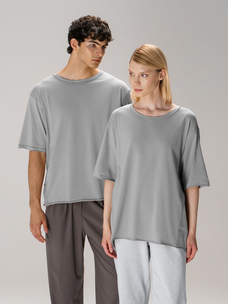 Футболка оверсайз унисекс Vozduh, светло-серая, размер XS/S