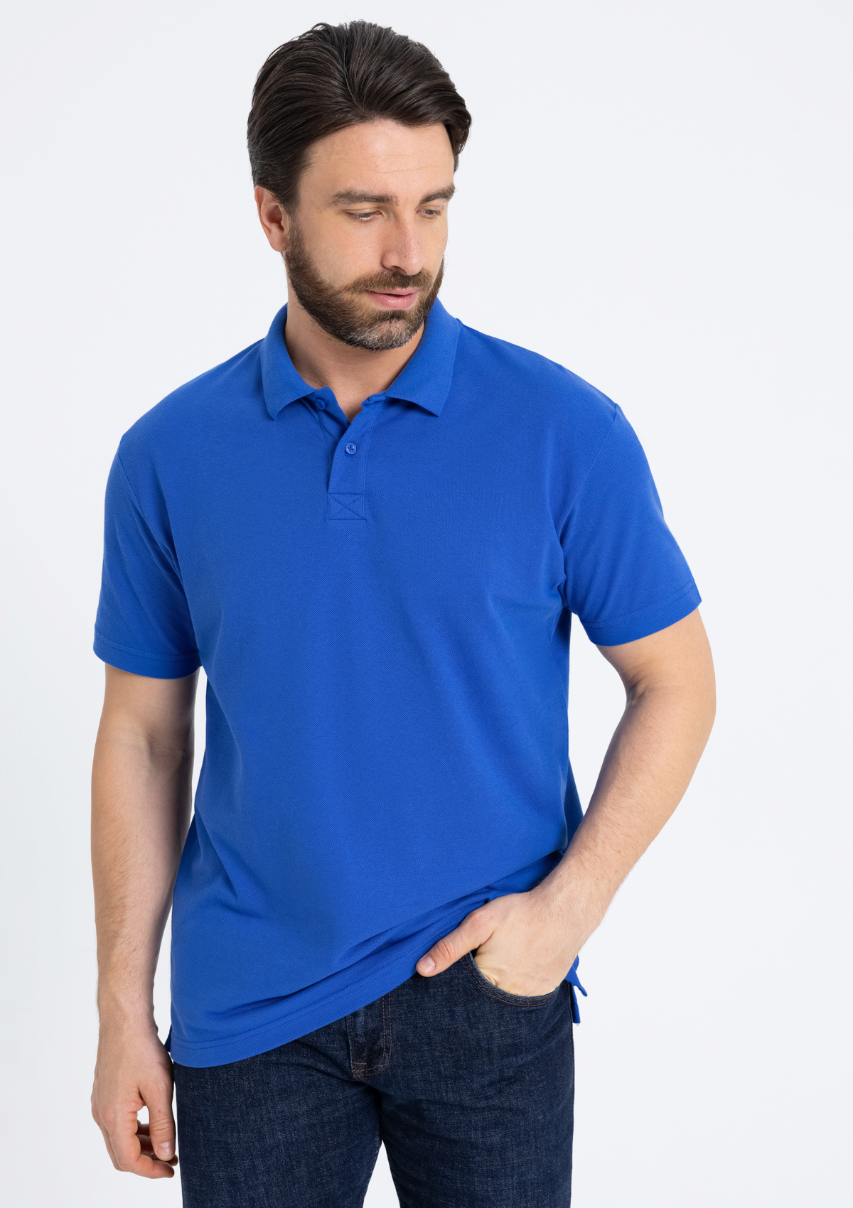 Рубашка поло унисекс STAN хлопок 185, 04U, Синий,  (16/1)  (60-62/5XL)