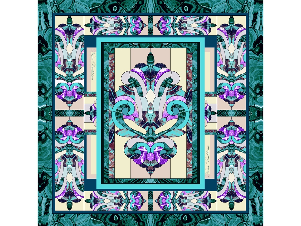 Платок Каменный Цветок с логотипом Русские в моде | Print Logo